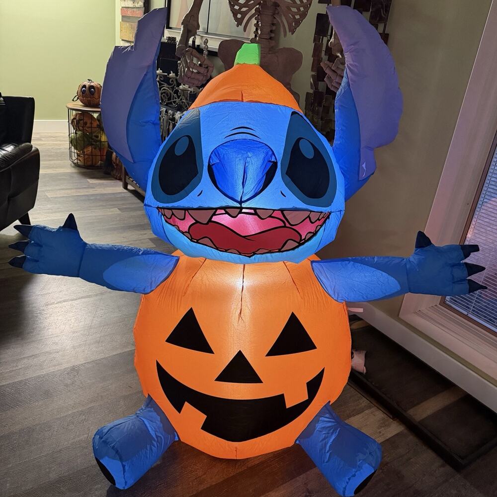Gemmy Halloween Airblown Inflatable Disney Stitch LightUp Jack-O-Lantern Pumpkin